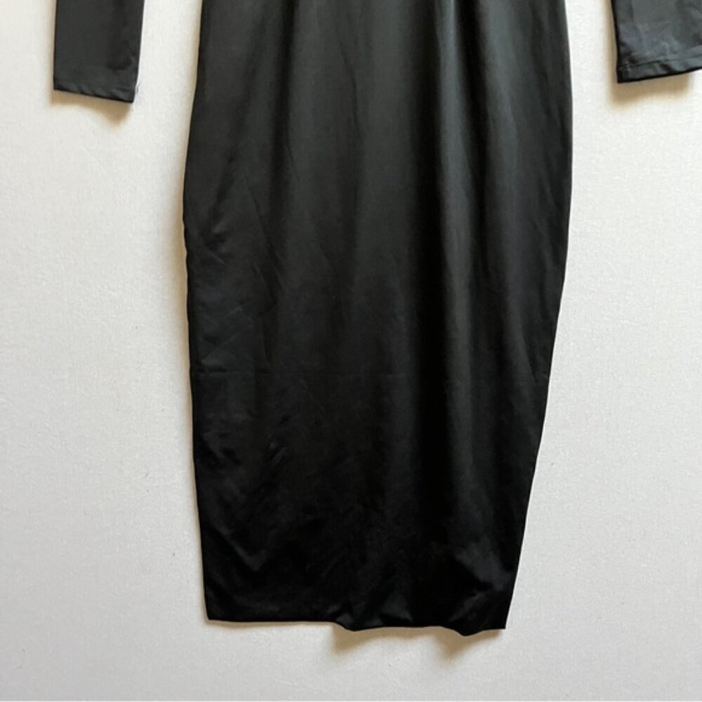 SWS Streetwear Society contour long sleeve bodycon black maxi dress Sz S - Picture 2 of 14
